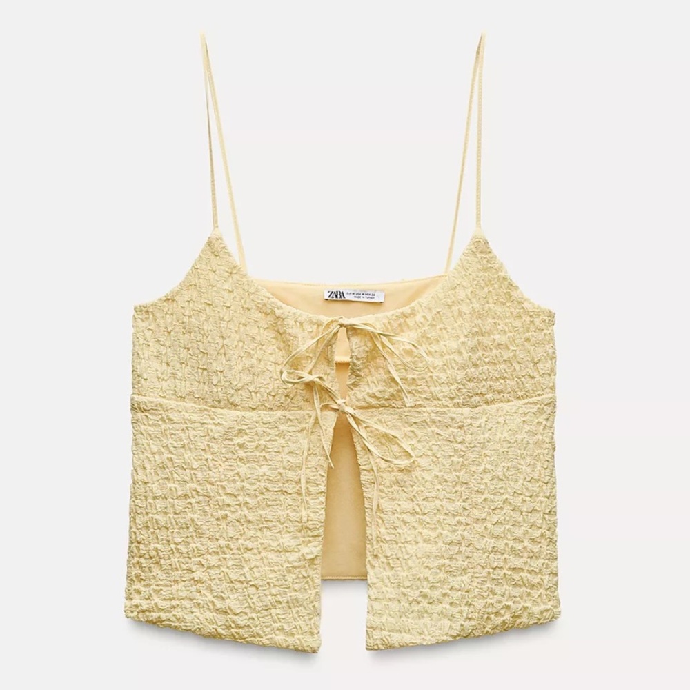 NWT Zara RUFFLED TEXTURED CROP TOP